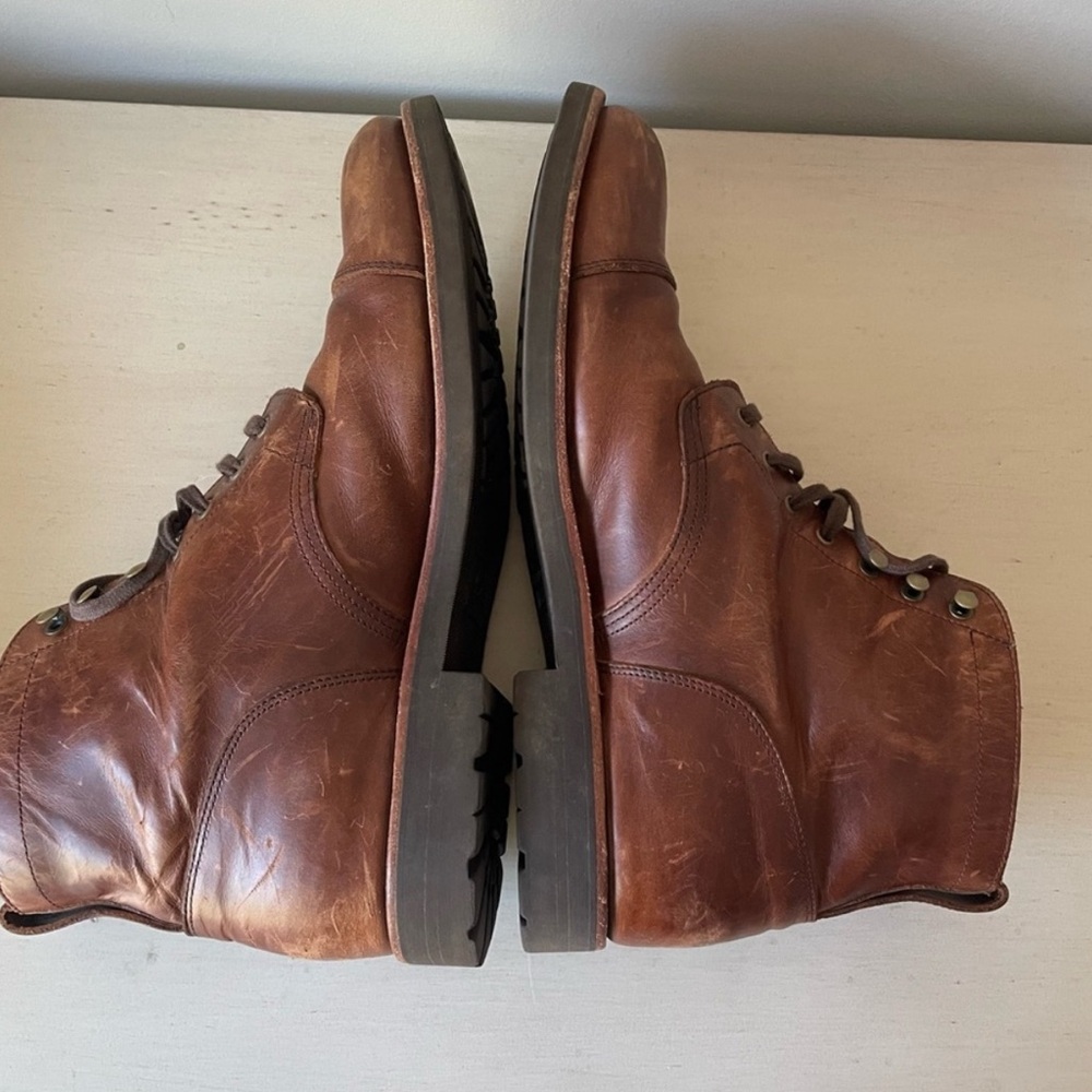 J. Crew Kenton Brown Tobacco Leather Cap Toe Men's Boots - Picture 9 of 13